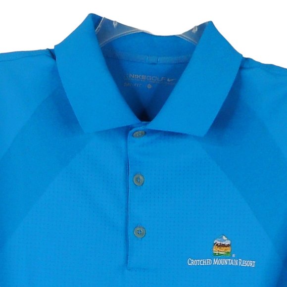 Nike Golf Polo L Blue Polyester Dri-FIT Short Sleeve Swoosh Crotched Mountain - Picture 8 of 11